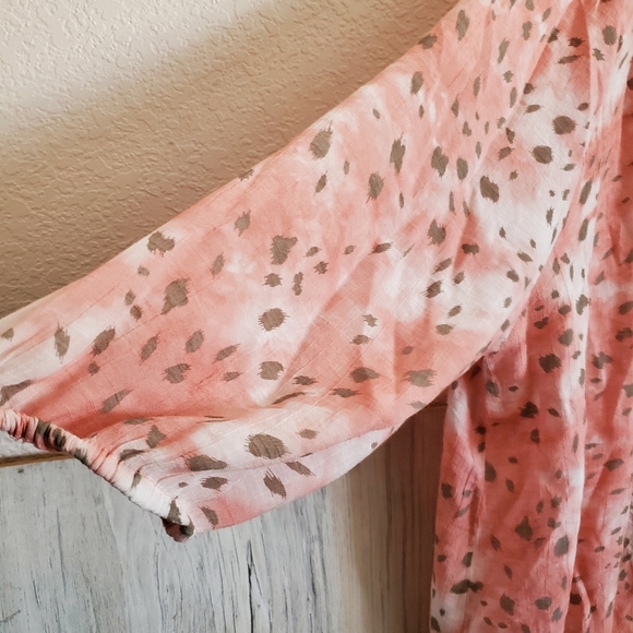 Fred David Women's 2X Semi-sheer Pink Cheetah Print Boho Blouse - Picture 7 of 10